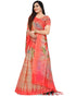 Peach Cotton Silk Printed Traditional Saree With Blouse Piece