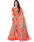 Peach Cotton Silk Printed Traditional Saree With Blouse Piece