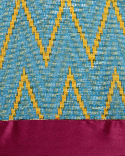 Sku Blue And Wine Kota Silk Jamdani Printed Traditional Saree With Blouse Piece