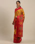 Yellow And Red Kota Silk Jamdani Printed Traditional Saree With Blouse Piece