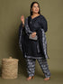 Blue Cotton Blend Printed Plus Size Ready to Wear Patiala Salwar Suit