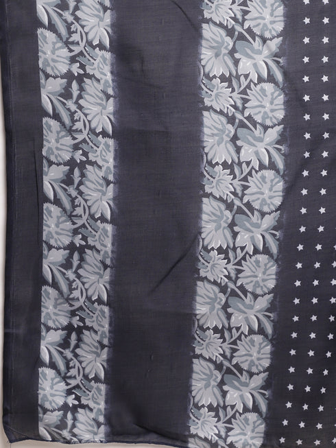 Blue Cotton Blend Printed Plus Size Ready to Wear Patiala Salwar Suit