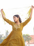 Mustard Poly Silk Embroidered Anarkali Kurta & Pant With Dupatta