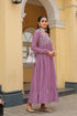 Women's Light Purple Poly Silk Embroidered Anarkali Kurta With Dupatta