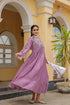 Women's Light Purple Poly Silk Embroidered Anarkali Kurta With Dupatta
