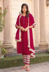 Pink Poly Silk Solid Kurta Set With Dupatta