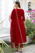 Maroon Poly Silk Embroidered Anarkali Kurta & Pant With Dupatta