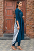 Women's Teal Blue Poly Silk Embroidered Anarkali Kurta & Pant With Dupatta