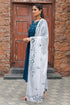 Women's Teal Blue Poly Silk Embroidered Anarkali Kurta & Pant With Dupatta