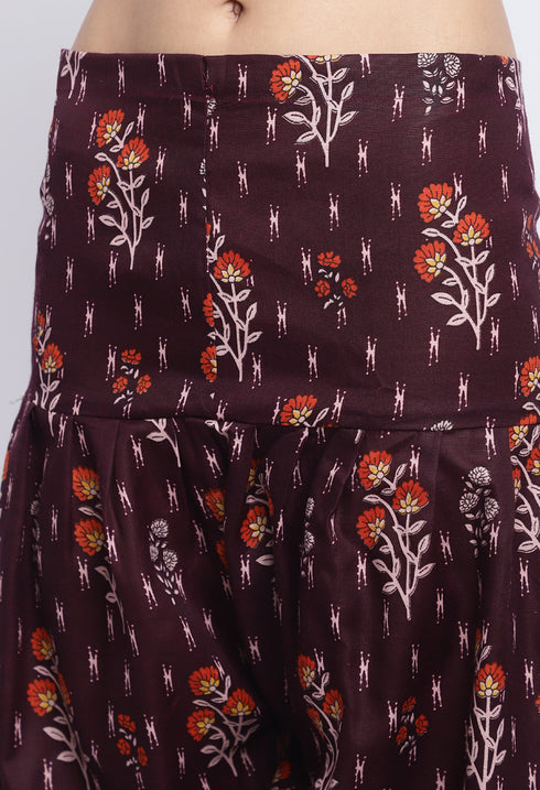 Dusty Pink Polyester Cotton Printed Salwar Suit with Dupatta