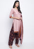 Dusty Pink Polyester Cotton Printed Salwar Suit with Dupatta