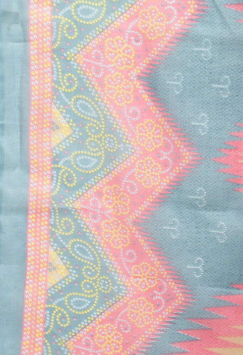 Peach Polyester Cotton Printed Salwar Suit with Dupatta