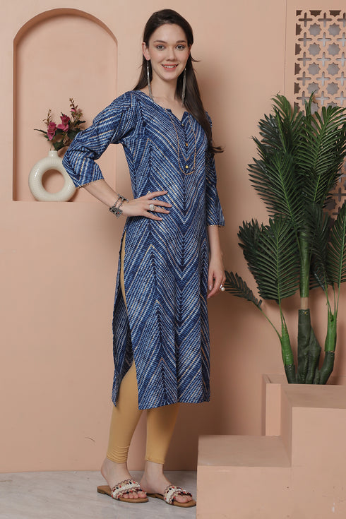 Women's Cotton Blend Foil Printed Kurti