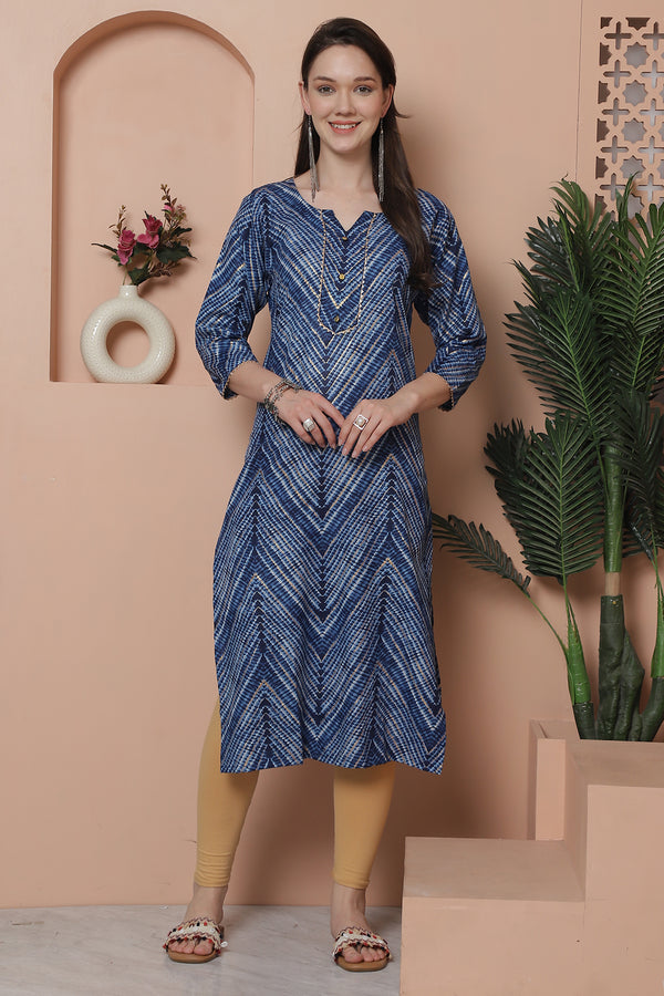 Women's Cotton Blend Foil Printed Kurti