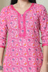 Pink Cotton Blend Jaipuri Printed Kurta With Pant & Dupatta