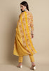 Yellow & Orange Cotton Blend Jaipuri Printed Kurta With Pant & Dupatta