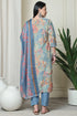 Multicolor Women Cotton Blend Floral Printed Kurta & Pant With Dupatta