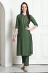 Green Poly Silk Embroidered Straight Kurta & Pant With Dupatta