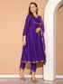 Purple Poly Silk Embroidered Anarkali Kurta & Pant With Dupatta