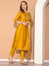 Mustard Yellow Poly Silk Embroidered Straight Kurta & Pant With Dupatta