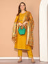 Mustard Yellow Poly Silk Embroidered Straight Kurta & Pant With Dupatta