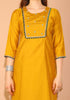 Mustard Yellow Poly Silk Embroidered Straight Kurta & Pant With Dupatta