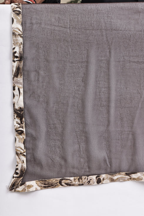 Off White & Brown Cotton Floral Printed Kurta & Pant With Dupatta