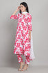 Women Pink & White Cotton Blend Floral Printed Kurta & Pant With Dupatta