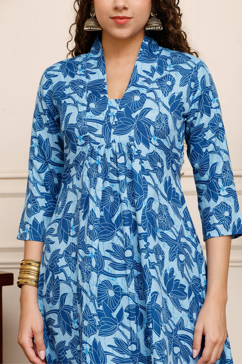 Women Cotton Blend Floral Printed Kurta & Pant With Dupatta