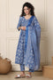 Women Cotton Blend Floral Printed Kurta & Pant With Dupatta