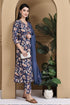 Blue Blossom Floral Printed Kurta & Pant with Dupatta