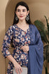 Blue Blossom Floral Printed Kurta & Pant with Dupatta