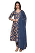 Blue Blossom Floral Printed Kurta & Pant with Dupatta
