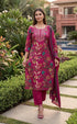 Magenta Cotton Jaipuri Printed Kurta & Pant With Dupatta