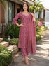Dusty Pink Cotton Jaipuri Printed Kurta & Pant With Dupatta