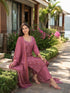 Dusty Pink Cotton Jaipuri Printed Kurta & Pant With Dupatta