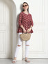 Maroon & Beige Rayon Foil Printed Short Top