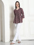 Wine & Beige Rayon Foil Printed Short Top
