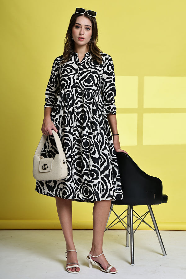 Floral Elegance Pure Cotton Jaipuri Printed Western Dress