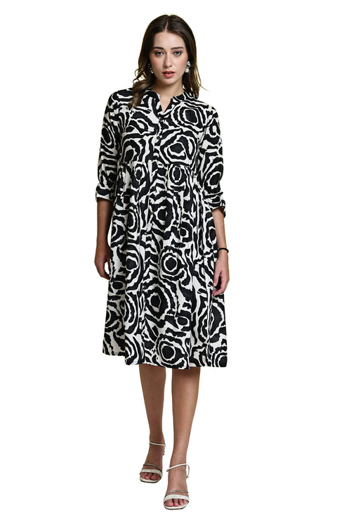 Floral Elegance Pure Cotton Jaipuri Printed Western Dress