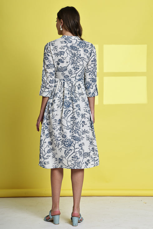 Serene Petal Pure Cotton Jaipuri Printed Western Dress