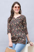 Black & Beige Cotton Blend Floral Printed Tunic