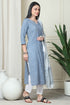 Grey And White Pure Cambric Cotton Printed Kurta Set With Dupatta