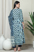 Blue Pure Cambric Cotton Printed Kurta Set With Dupatta
