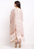 White And Pink Pure Cambric Cotton Floral Printed Kurta Set With Dupatta