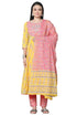 Yellow And Pink Pure Cambric Cotton Floral Embroidered Kurta Set With Dupatta