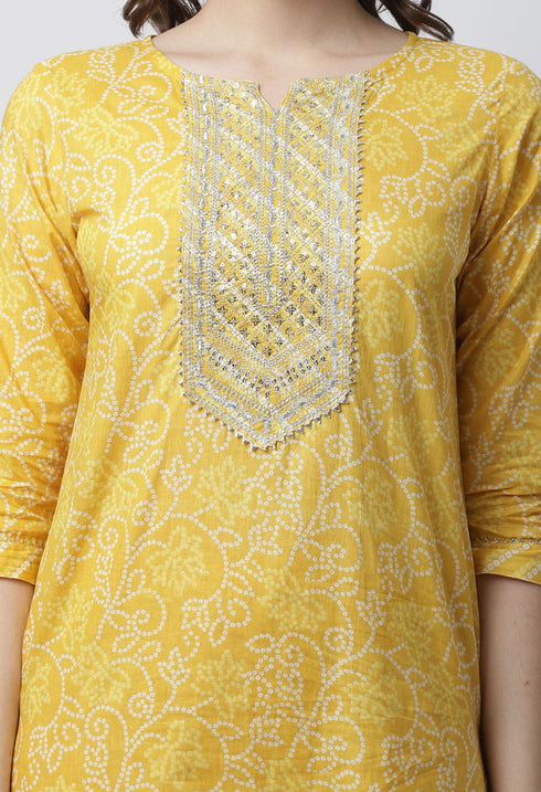 Pure Cambric Cotton Jaipuri Printed & Embroidered Kurta Set With Dupatta