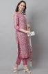 Women Pink Pure Cotton Hand work Kurta & Pant With Dupatta