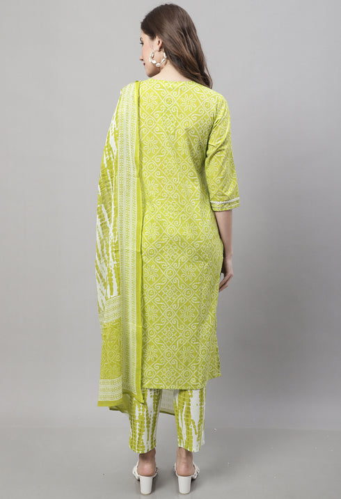 Pure Cotton Zari Weaving And Embroidered Kurta Set With Dupatta