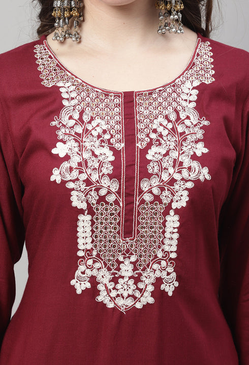 Pure Cotton Dori Work Kurta Set With Dupatta